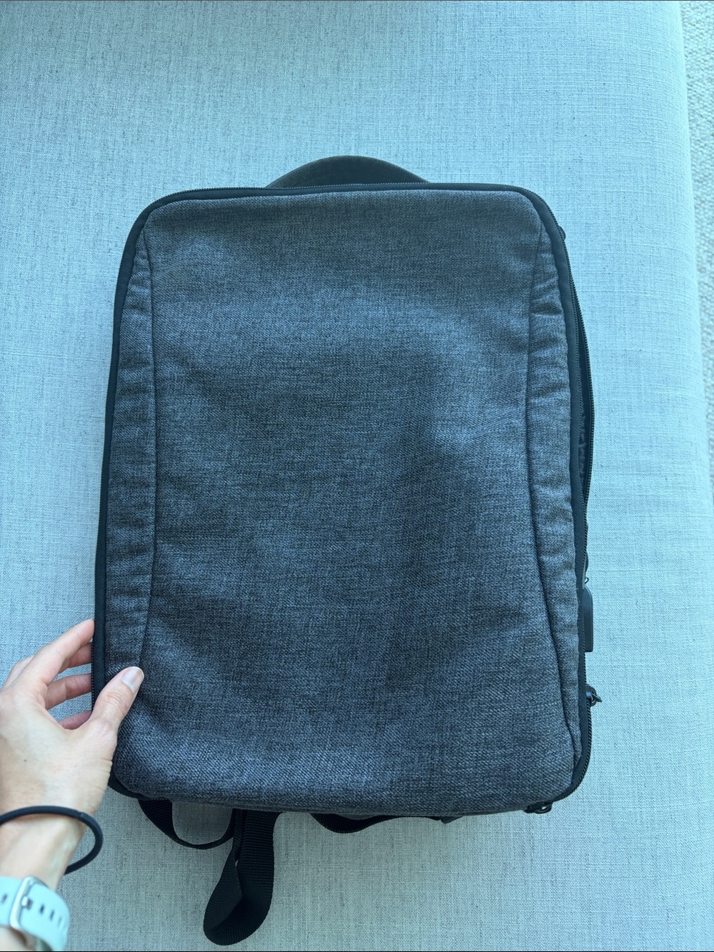 Men's Minimalist Gray Backpack - Slim Daily Bag
